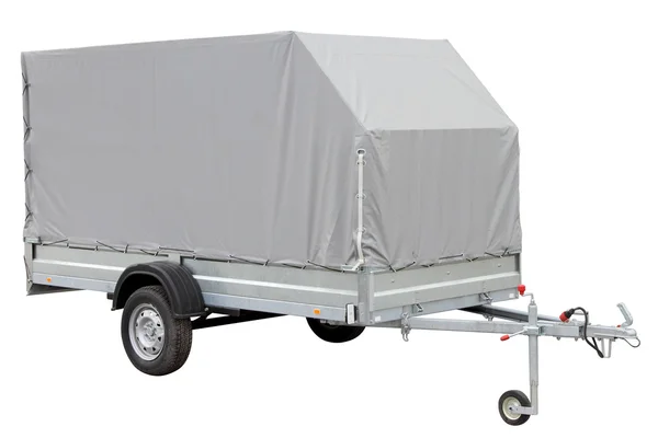 Tarpaulin car trailer. — Stock Photo, Image