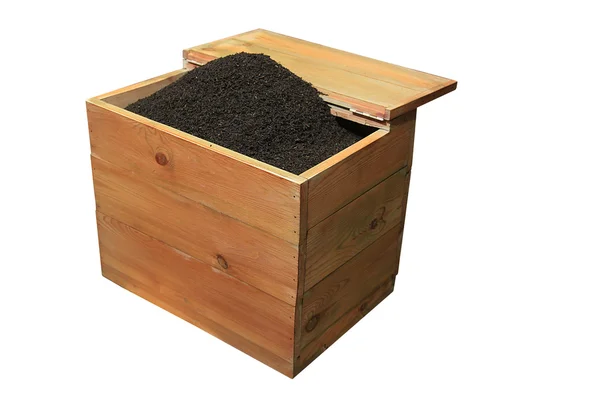 Black tea in a wooden box. — Stock Photo, Image