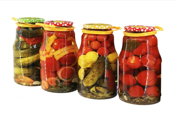 Pickled vegetables in banks — Stock Photo, Image