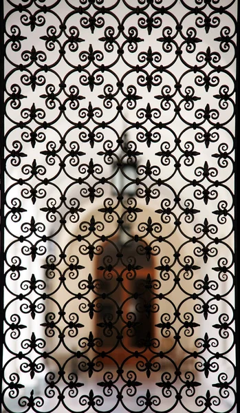 Wrought-iron grille in the old building — Stock Photo, Image