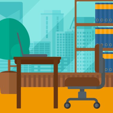 Background of office with city view.