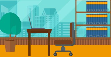 Background of office with city view.