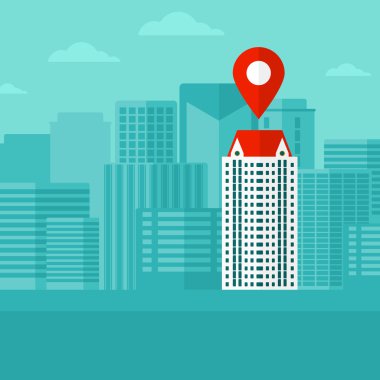 Background of modern city with map pointer.