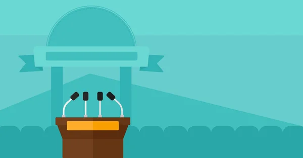 Background of tribune speech with microphones. — Stock Vector