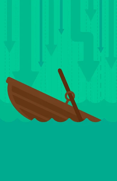 Contexte du naufrage du bateau et des flèches descendant . — Image vectorielle