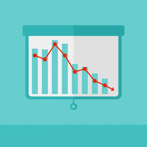 Fundo da tela do rolo do projetor com gráfico decrescente . — Vetor de Stock