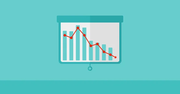 Background of projector roller screen with decreasing chart. — Stockový vektor