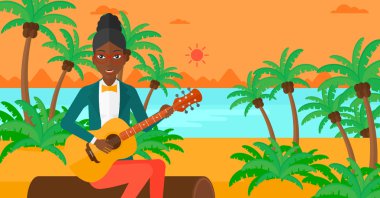 Gitar çalan kadın.