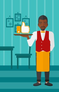 Waiter with like button.