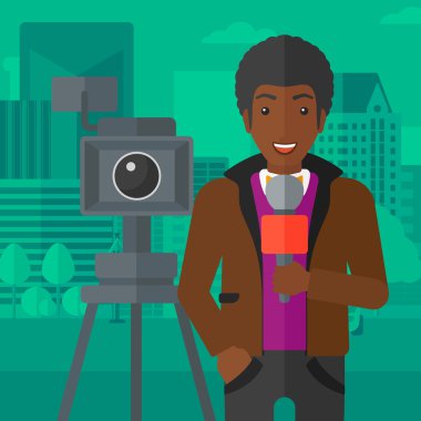 Tv muhabiri çalışma.