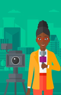 Tv muhabiri çalışma.