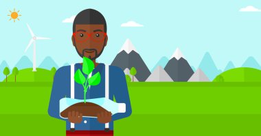 Şişede büyüyen bitki olan adam.