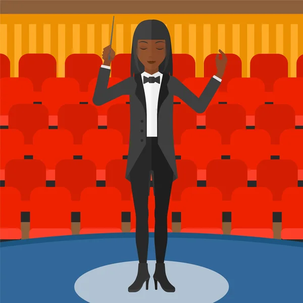 Conductor directing with baton. — Stock Vector