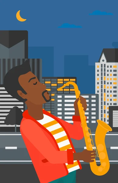 Músico tocando saxofone . —  Vetores de Stock