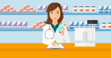 Pharmacist taking notes. clipart