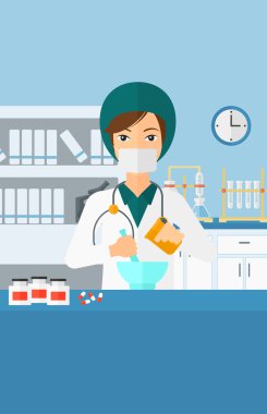 Eczacı ilaç hazırlama.