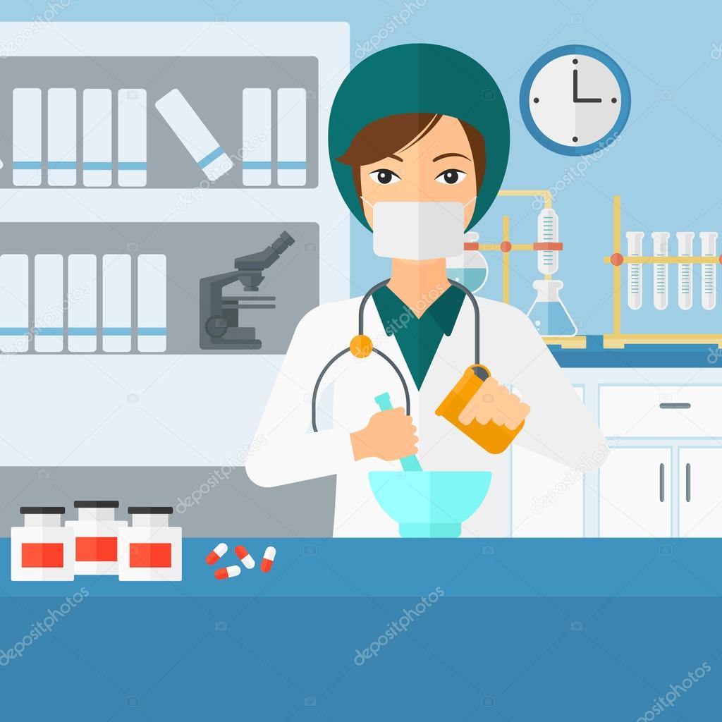 Pharmacist preparing medicine.
