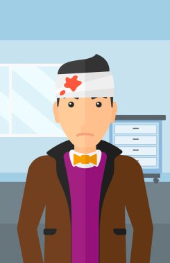 Man with injured head.