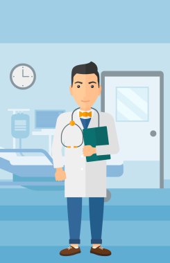 Hastane koğuşunda doktor.