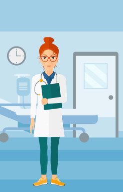 Hastane koğuşunda doktor.