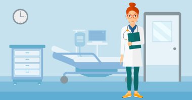 Hastane koğuşunda doktor.