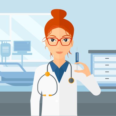 Doktor hastane koğuşunda şırınga.