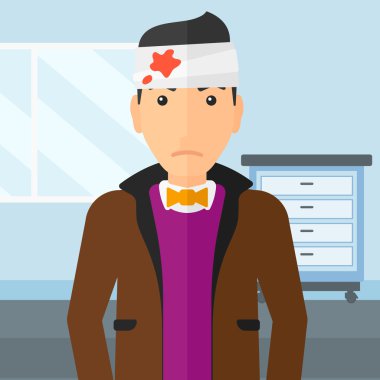 Man with injured head.