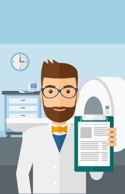 MRI makine ile hastane odasında doktor.