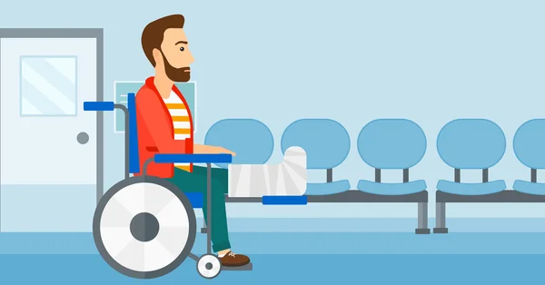 Patient assis en fauteuil roulant . — Image vectorielle