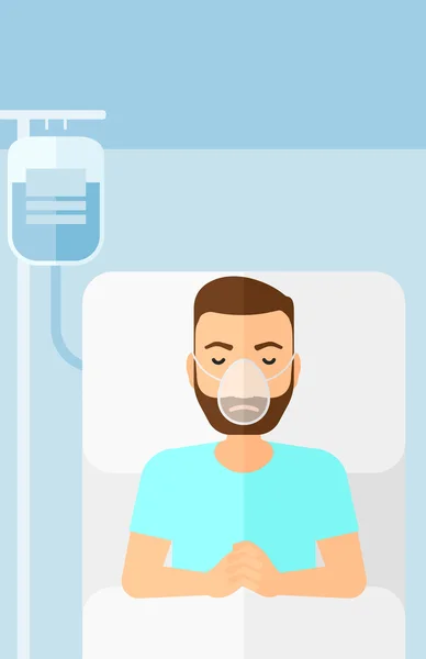 Paciente acostado en cama de hospital . — Vector de stock