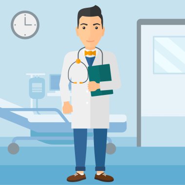 Hastane koğuşunda doktor.