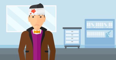 Man with injured head.