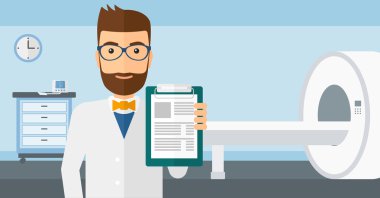 MRI makine ile hastane odasında doktor.