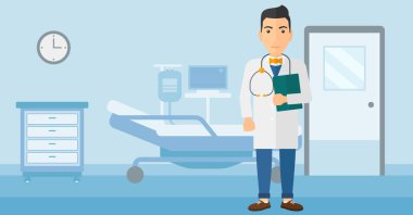 Hastane koğuşunda doktor.