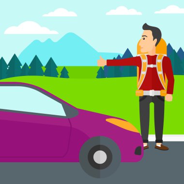 Genç adam otostop çekiyor..