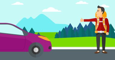 Genç adam otostop çekiyor..