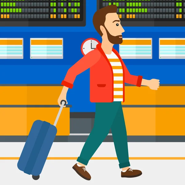 Man walking with suitcase. — Stock Vector