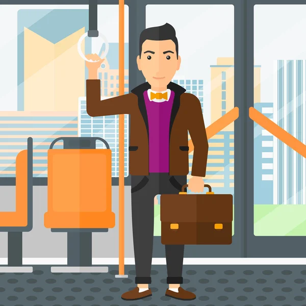 Man standing inside public transport. — Stock vektor