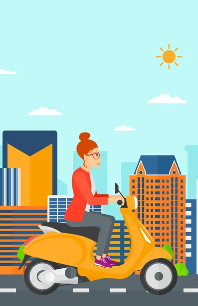 Woman riding scooter. — Stock Vector