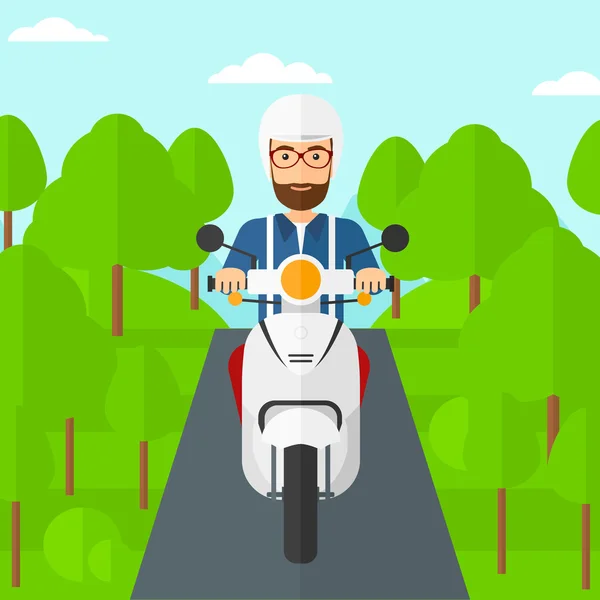 Hombre Scooter a caballo . — Vector de stock