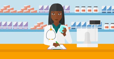 Pharmacist taking notes.