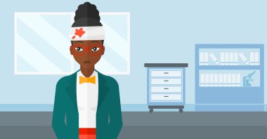 Kadın yaralı kafa ile.