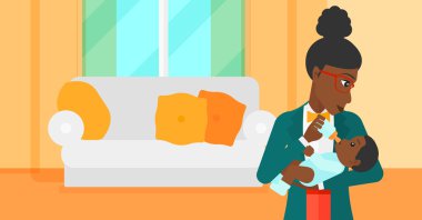 Bebeği besleyen kadın.