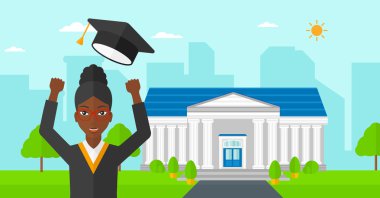 Şapkasını atma mezunu.