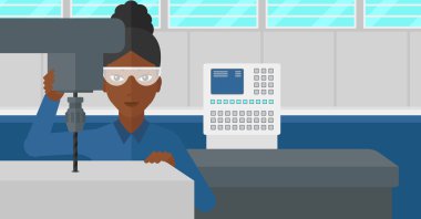 Sıkıcı ile çalışan kadın değirmen.