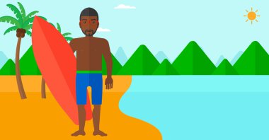 sörfçü surfboard holding.