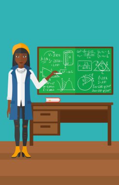 Elinde tebeşir kadınla.