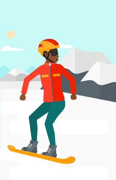 Young woman snowboarding. — Stock Vector