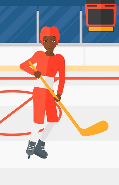 Jugador de hockey sobre hielo con palo . — Archivo Imágenes Vectoriales