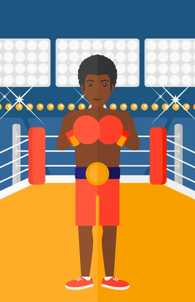 Boxeador seguro en guantes . — Vector de stock